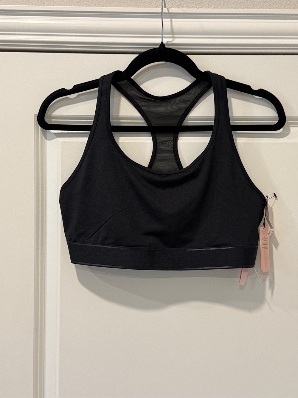 Victoria's Secret Sport Black Racerback Sports Bra with Mesh Back Medium Support